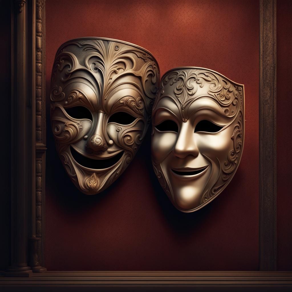 Classic Theater Masks: Happy and Sad
