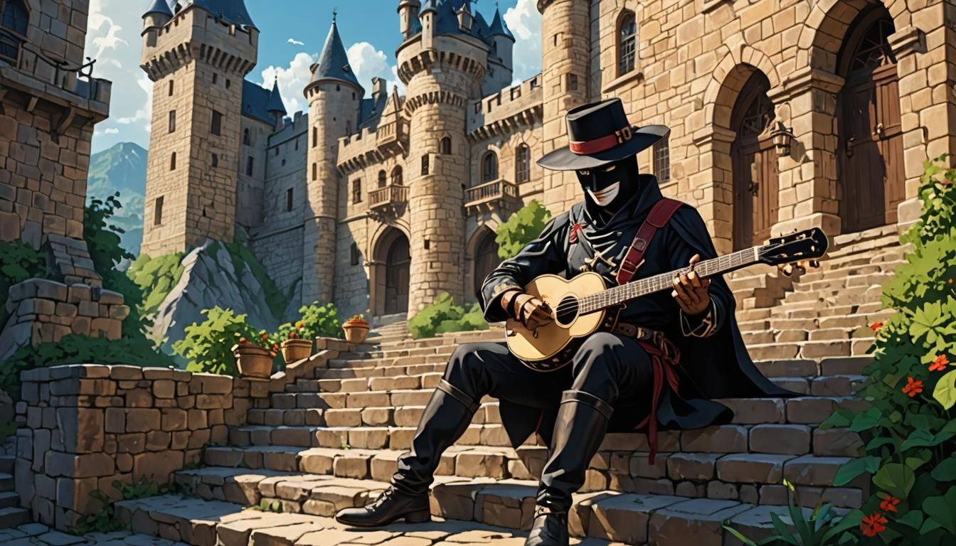 Zorro Plays Banjo: Anime-Style Castle Serenade