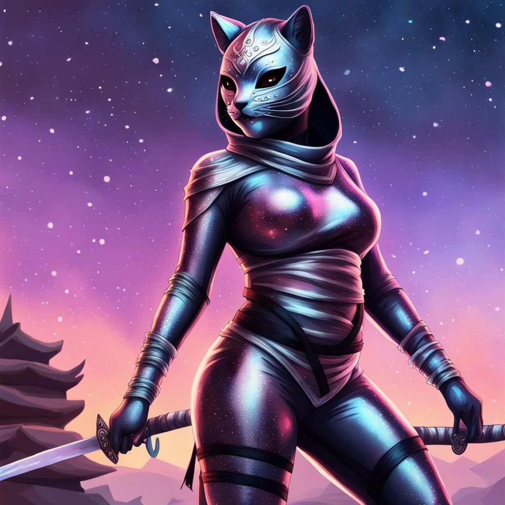 Galaxy Ninja in Cel-Shaded Comic Book Style