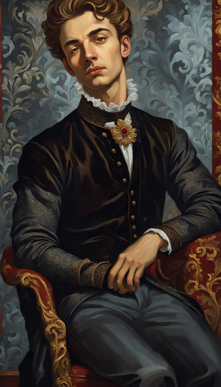 In the style of baroque art, a portrait of a young man