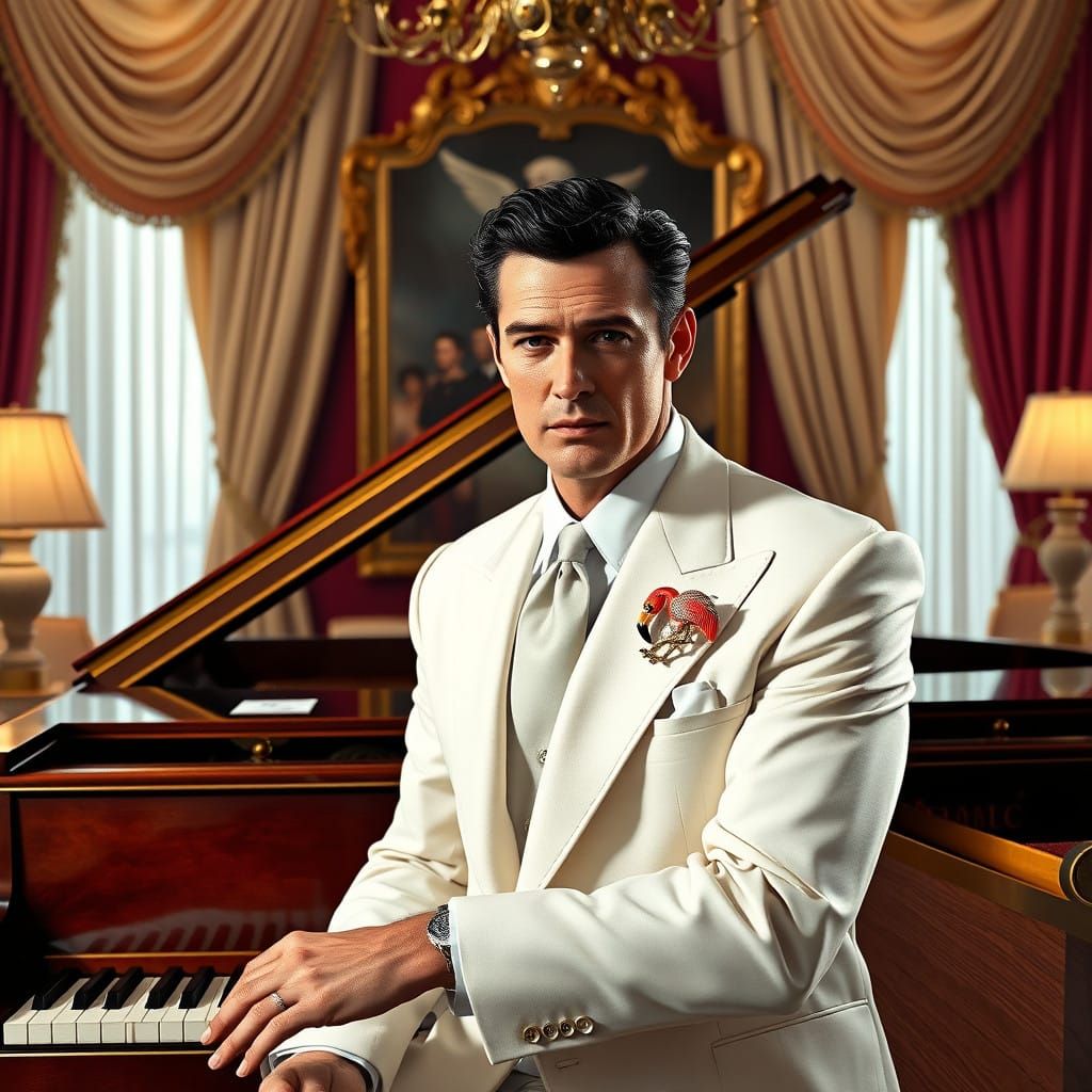 Golden Age Hollywood Star, Tyrone Power, in Elegant Portrait...