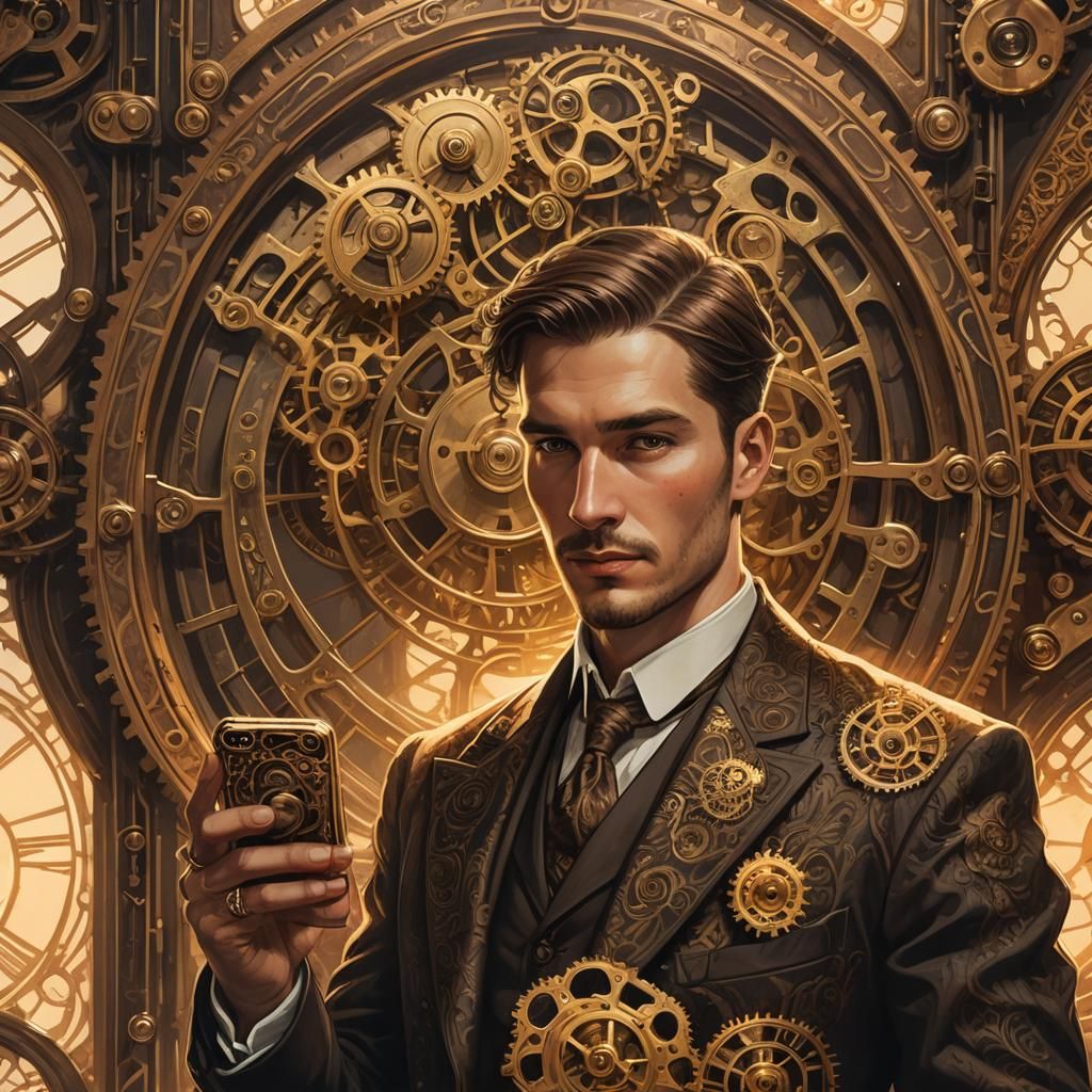 Steampunk iPhone Advertisement in 1920s Style