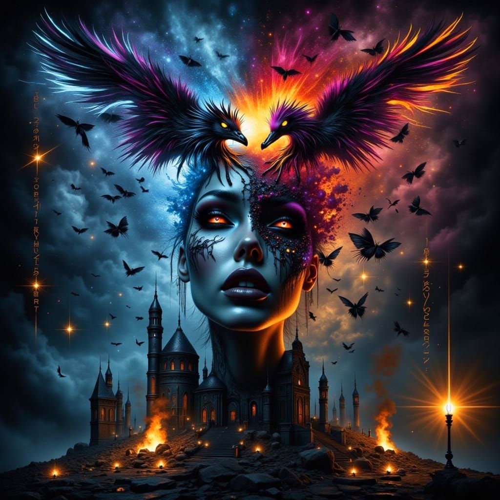 Dark Dreamscape of Mortality in Gothic Punk Style