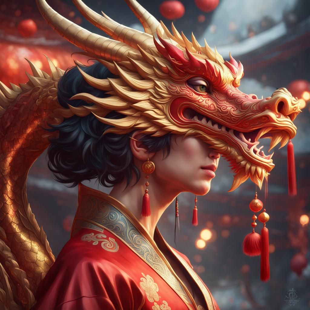Majestic Chinese New Year Dragon Portrait