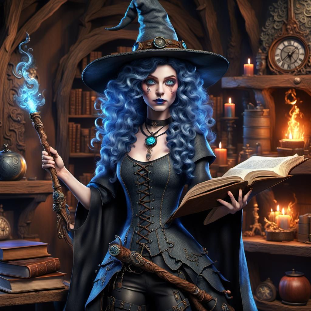 Whimsical Punk Witch Digital Art