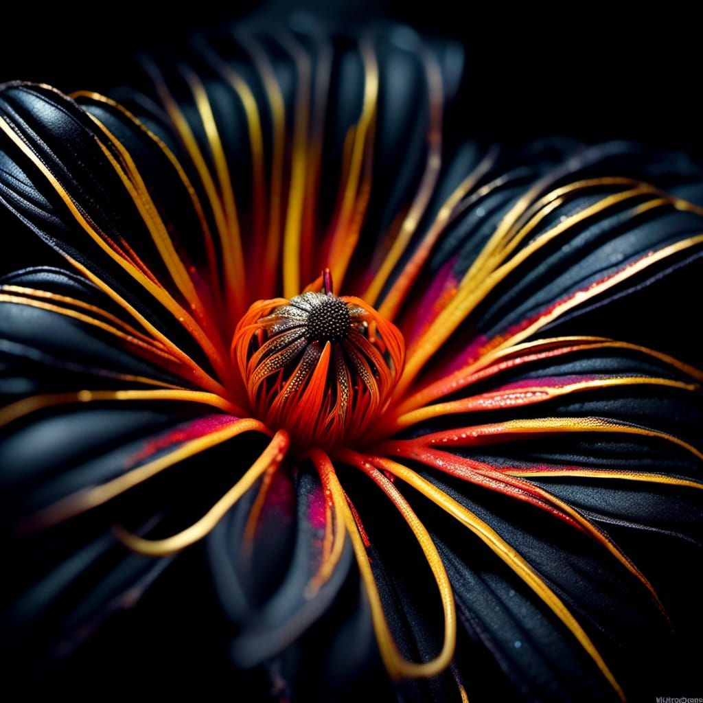 Exotic Black Alien Flower with Gold Veins