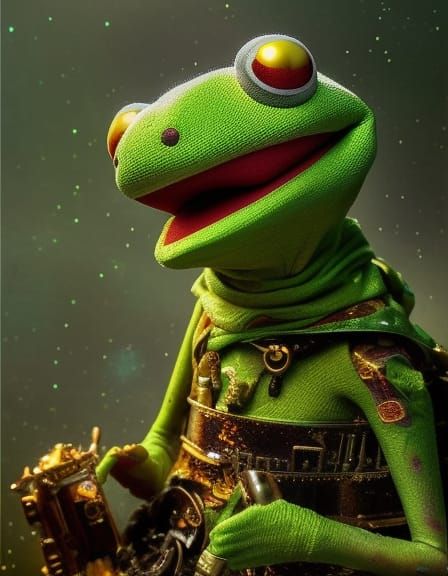 Kermit the Frog in Space: Cyberpunk Art