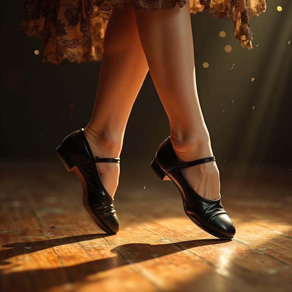 Woman's Tap Dance Shoes Catch Movement in Elegant Dance Styl...