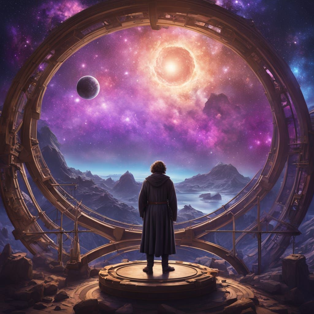 Celestial Navigator on Amethyst Island, in Dark Fantasy Styl...