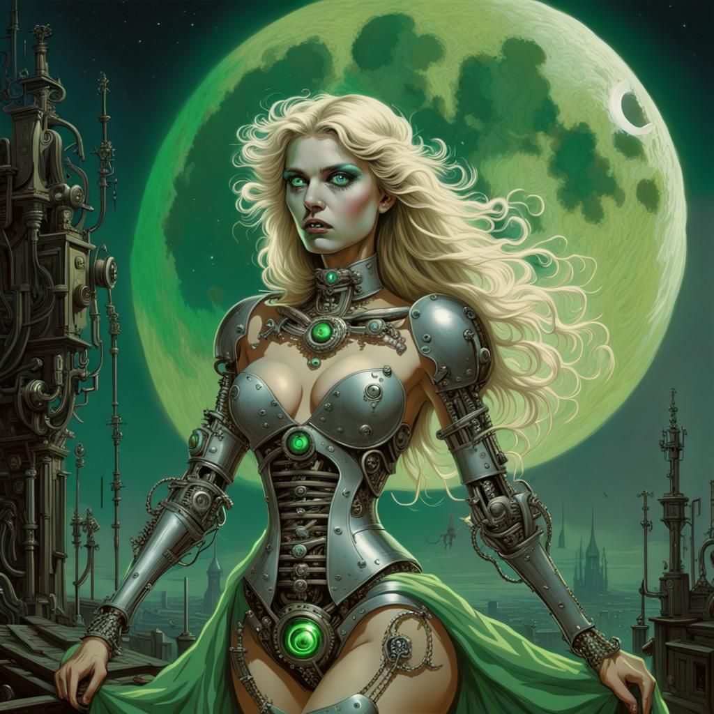 Blond Moon Queen with Mechanical Heart