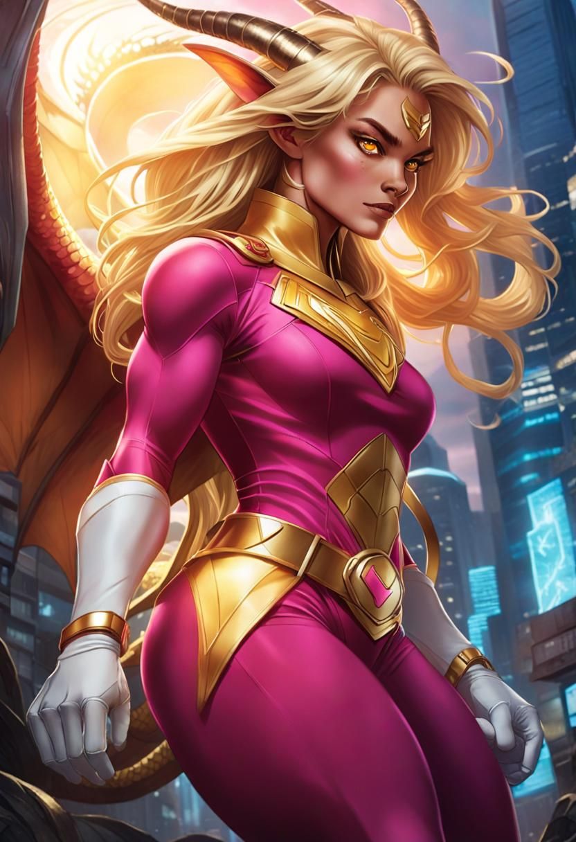 Gigantic Dragon Superhero with Electrical Energy