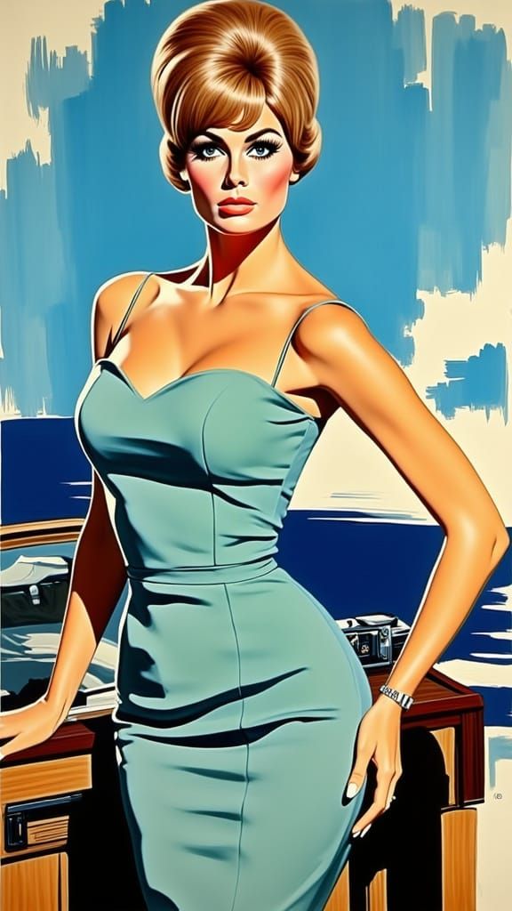 Glamorous Woman in 1960s Italian Bouffant Style