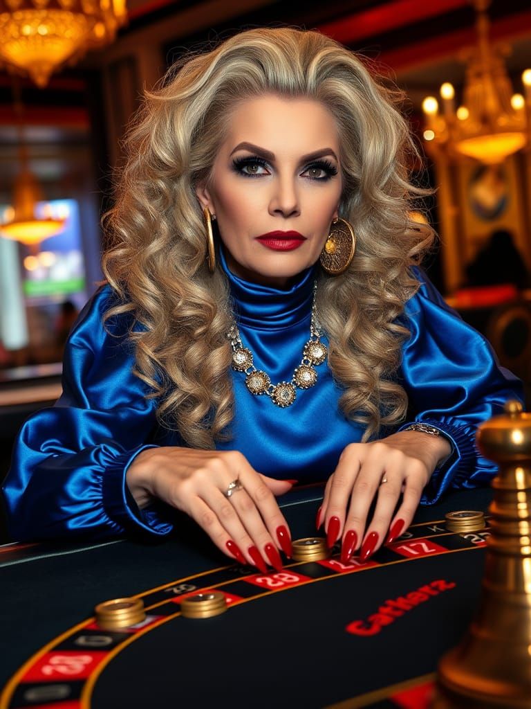 Elegant Woman Playing Roulette in Fashion Photography Style
