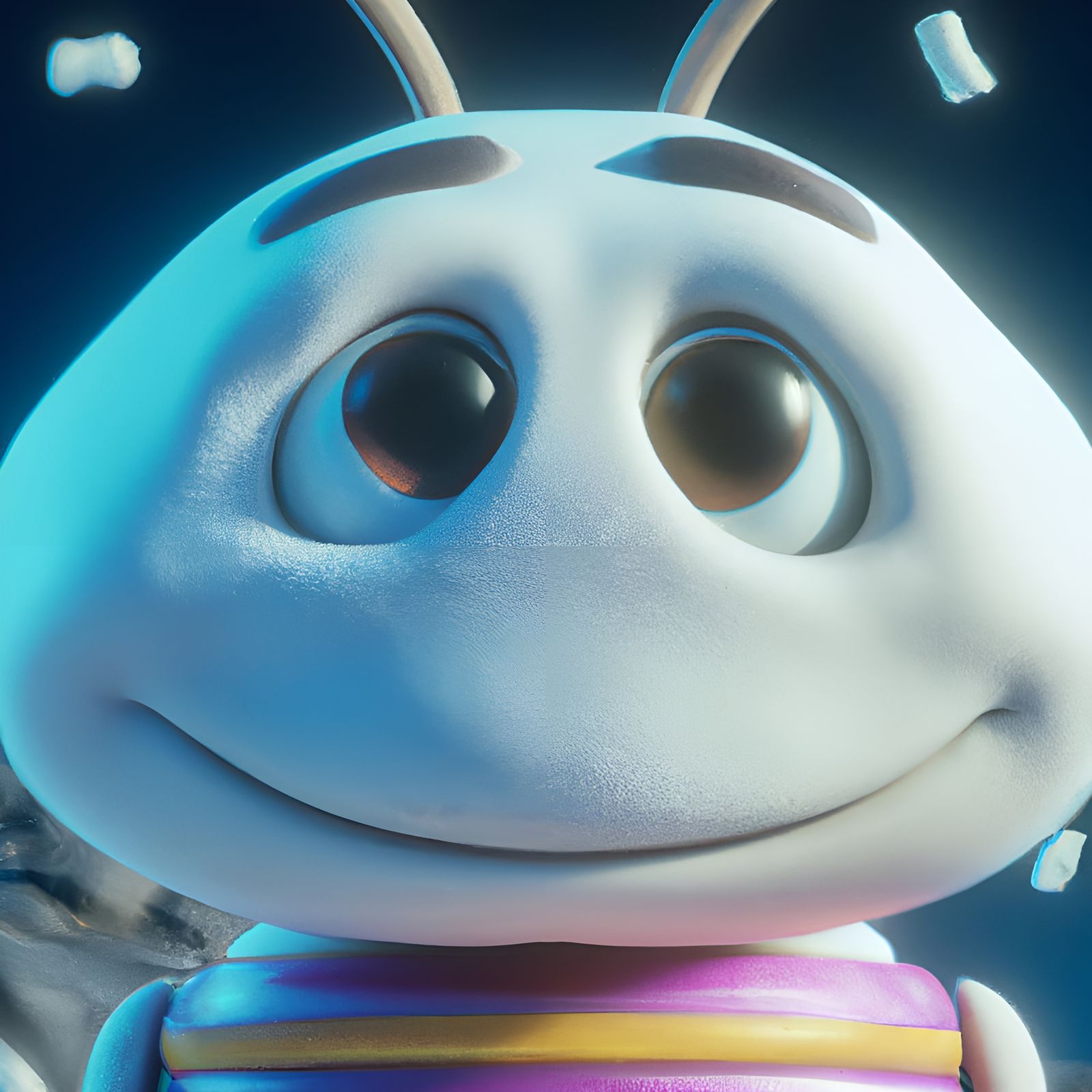 Marshmallow Alien Portrait in Pixar Style