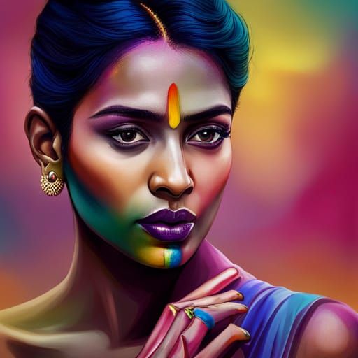 Stunning Transgender Woman Portrait with Holi Powder