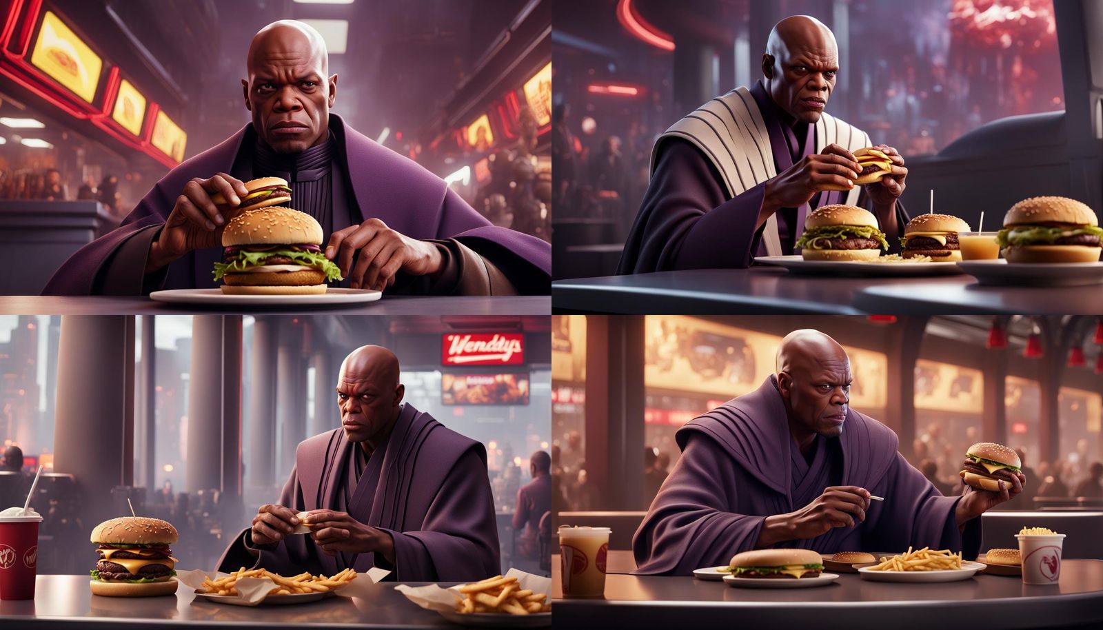 Mace Windu at Wendy's: Detailed Matte Painting