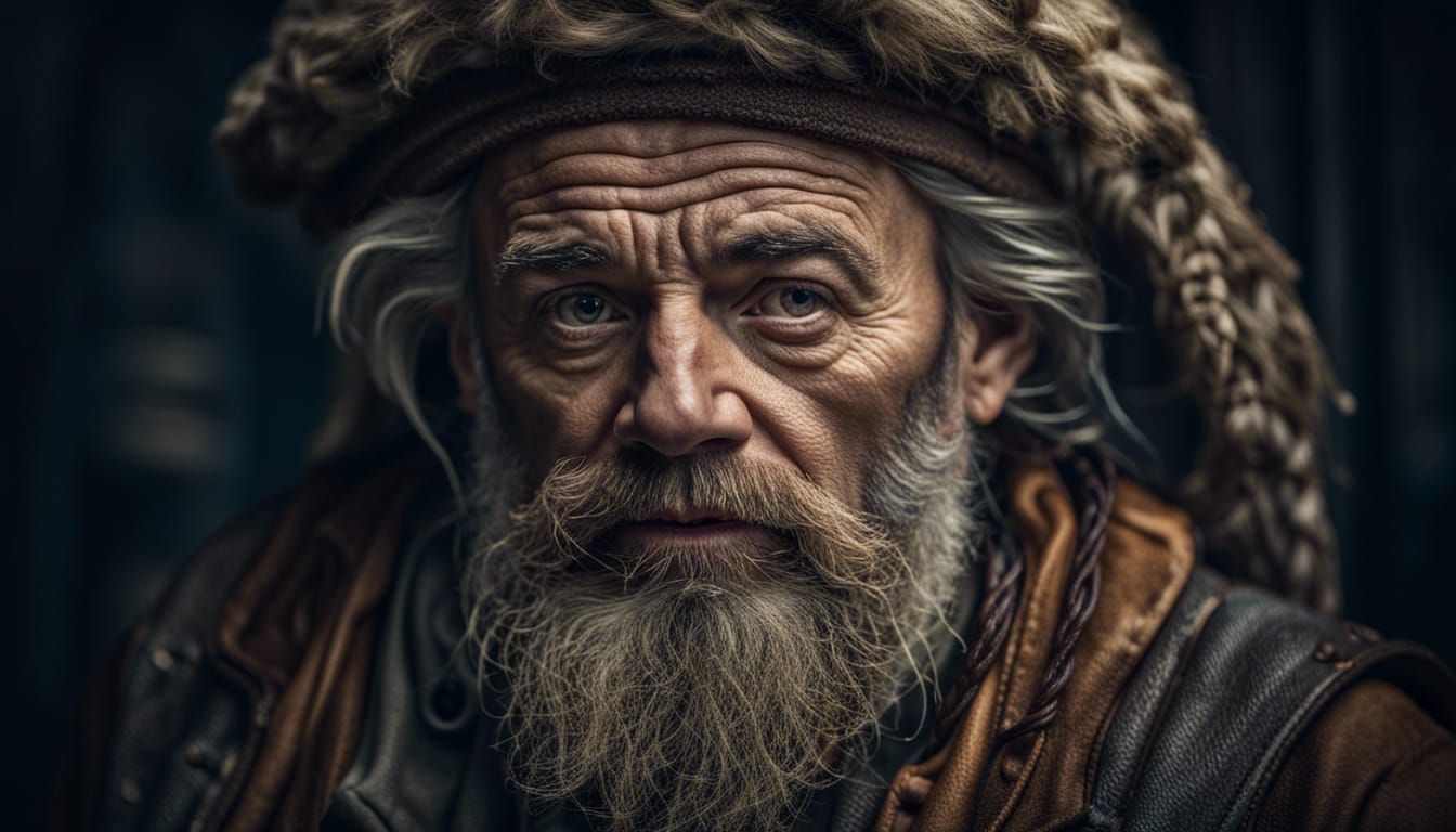 Hyperrealistic Portrait of a Bearded Wisdom Explorer