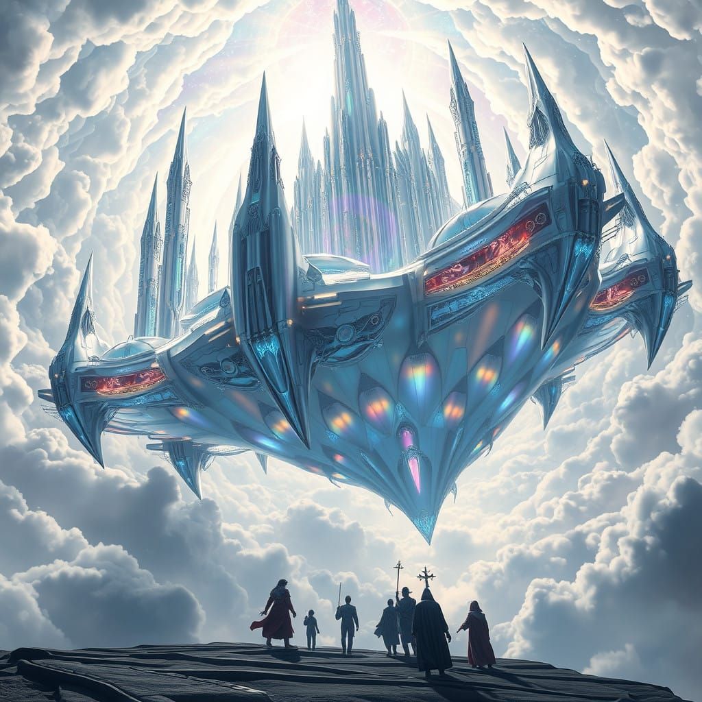 Majestic, Suspended Citadel of the Gods Radiates Divine Auth...