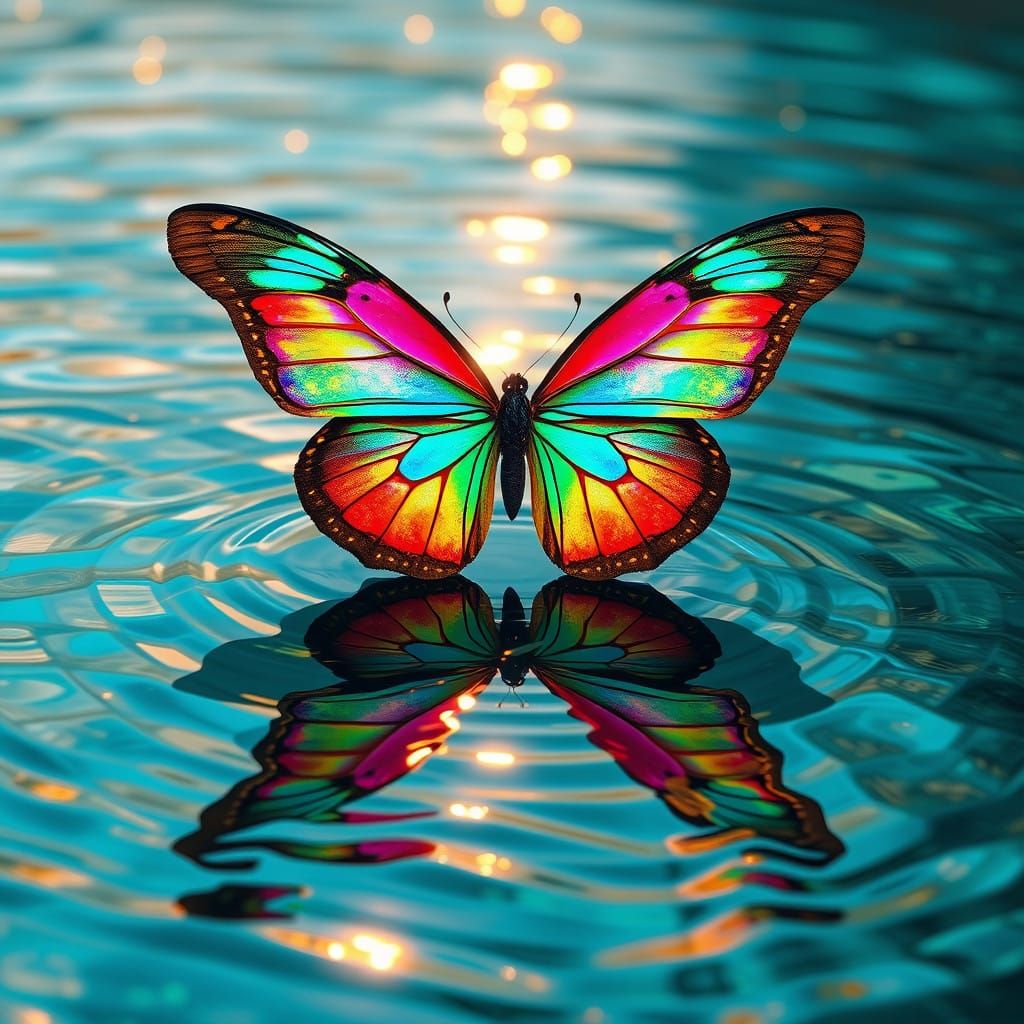 Surreal Water's Edge Reimagined in Vibrant Iridescent Hues