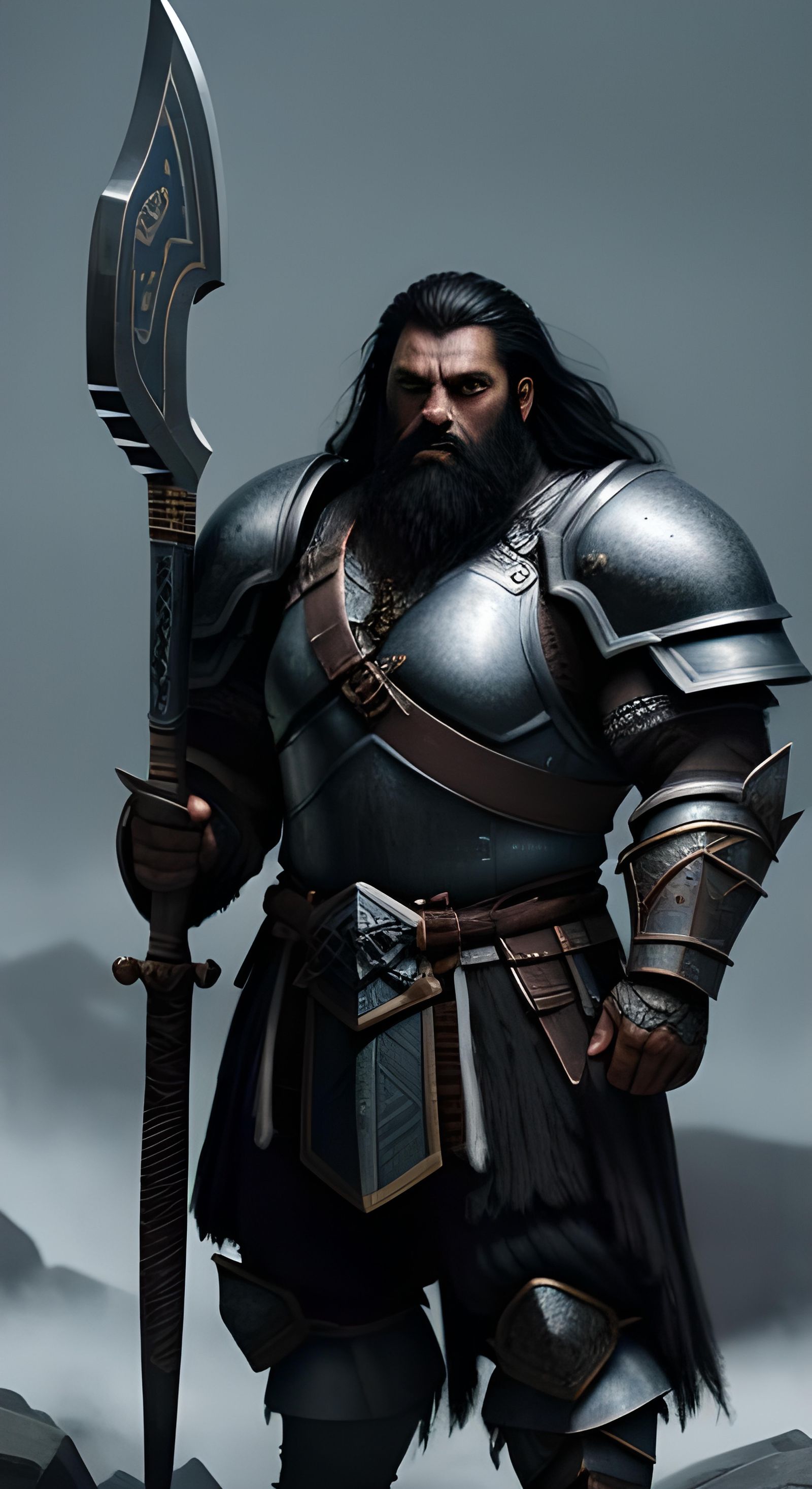 Dwarven Warrior in Full Armour with War Hammer