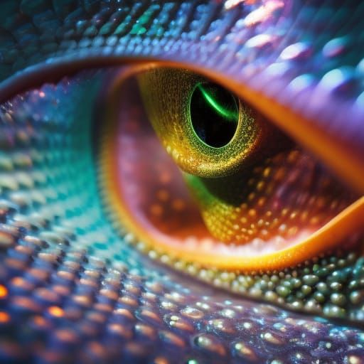 Hyperrealistic Lizardscape with Neon Details, Professional P...