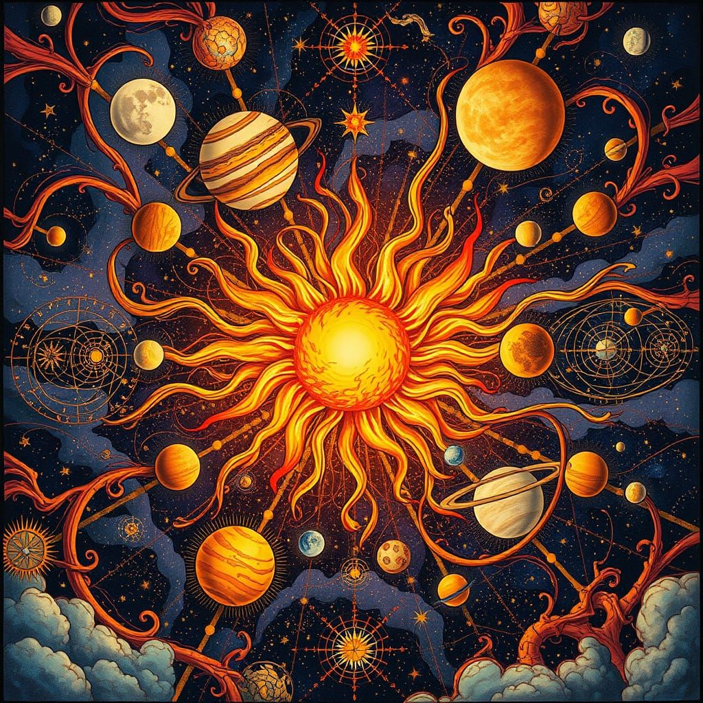 Dürer-Inspired Cosmic Fascia Network with Vibrant, Candy-Col...