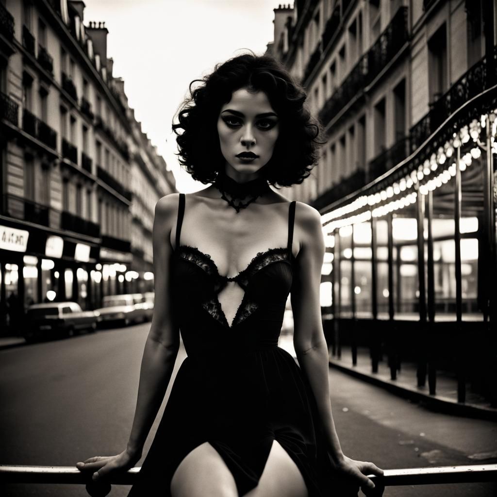 Vintage Photo of Masked Woman on Paris Carousel