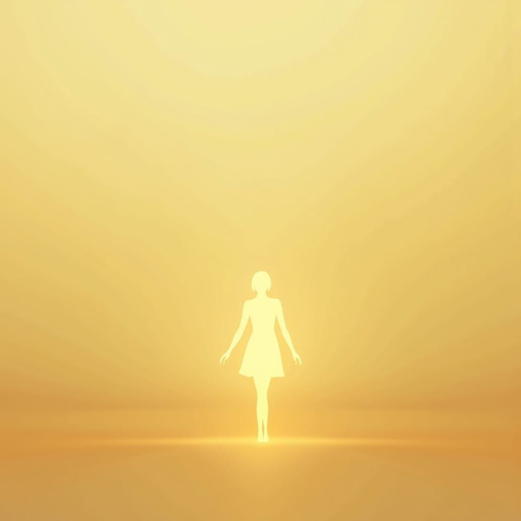 Golden Quiet: Minimalist Double Exposure with Dancing Figure