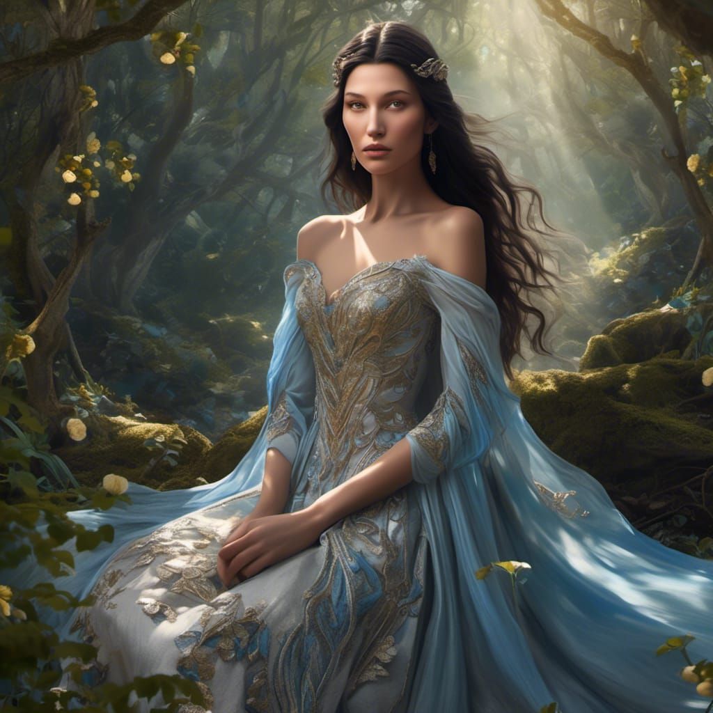 Elven Princess Portrait in Hyperreal Style