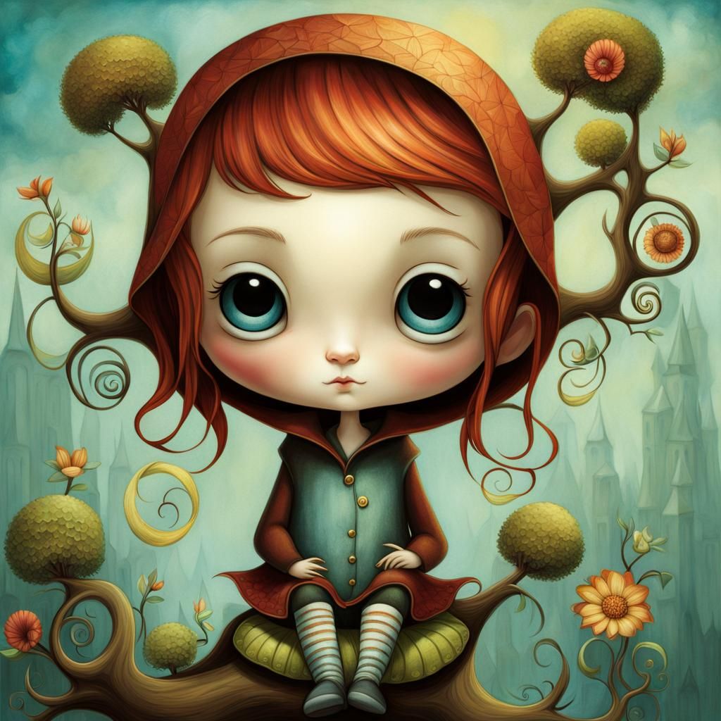 Boy on Branch: Digital Painting Illustration