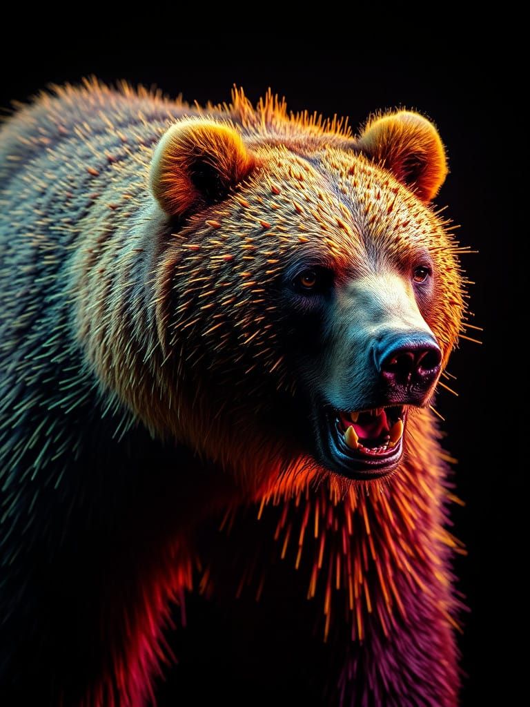 Surreal Grizzly Bear in Analog 3D Style