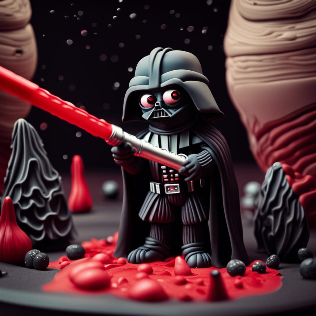 Funny Claymation Darth Vader in Spaceship