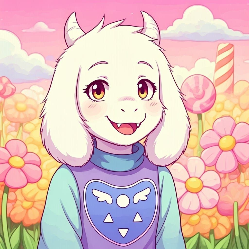 Asriel Dreemurr in Pastel Wonderland: Watercolor and Digital...