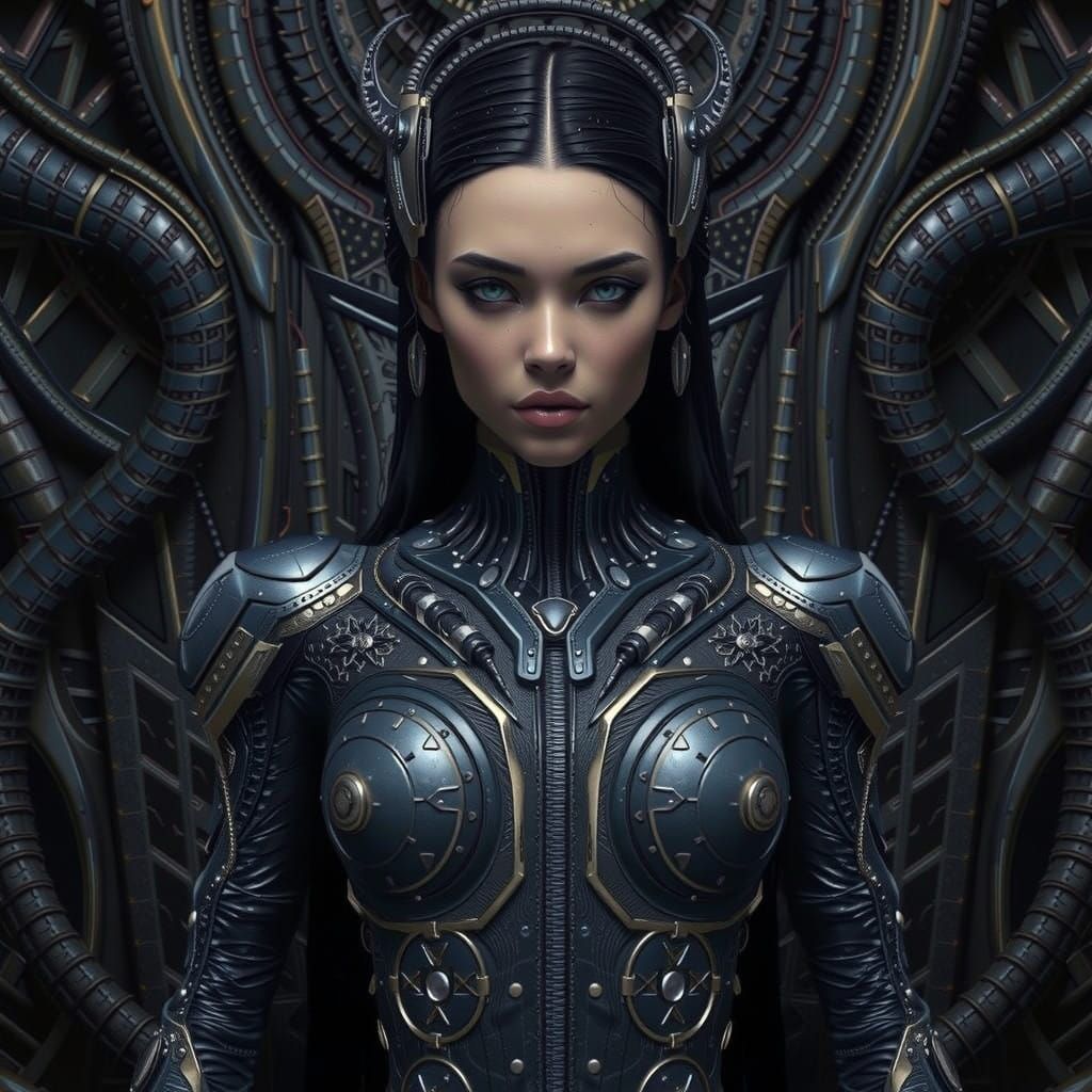 Sensual Cyberpunk Alien in Art Deco Inspired Hyperrealistic ...