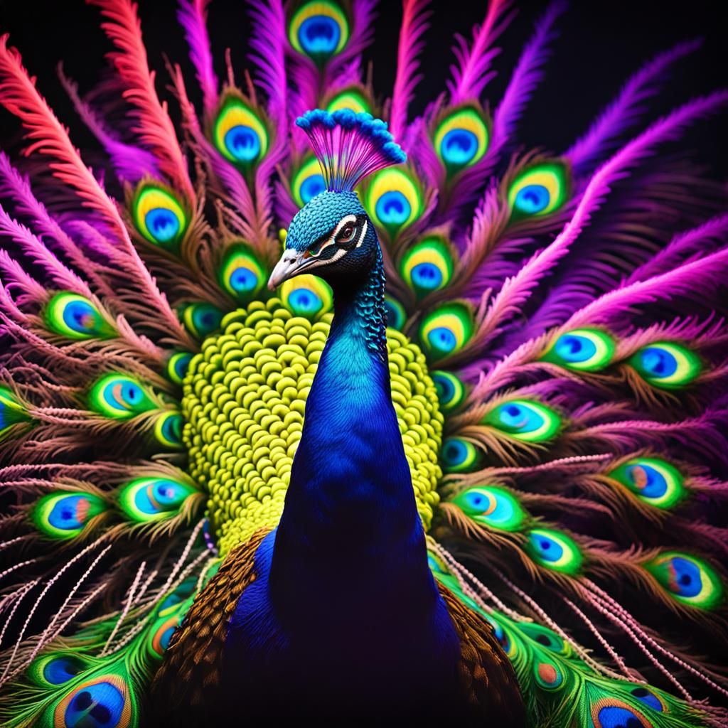 Psychedelic Peacock Voodoo Art at Holi Night