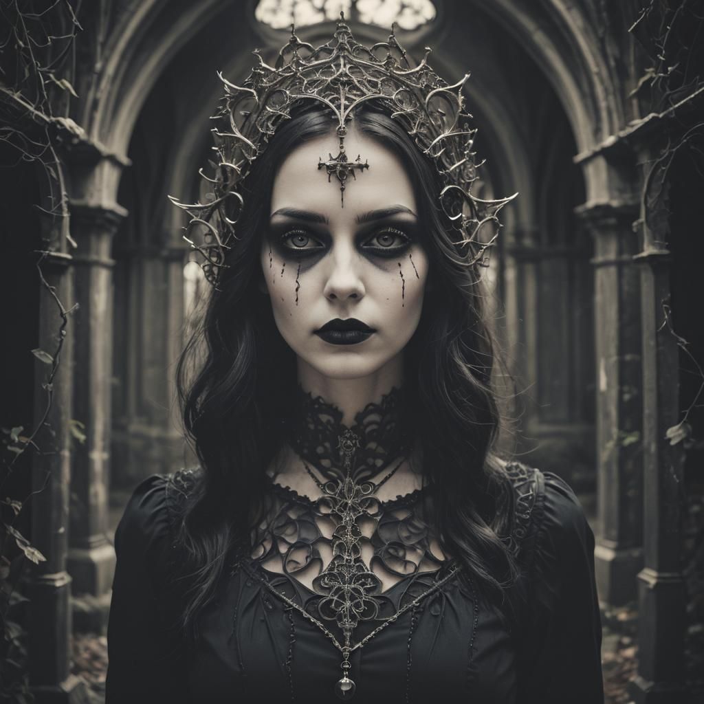 Gothic Composite Photograph with Retro Aesthetic