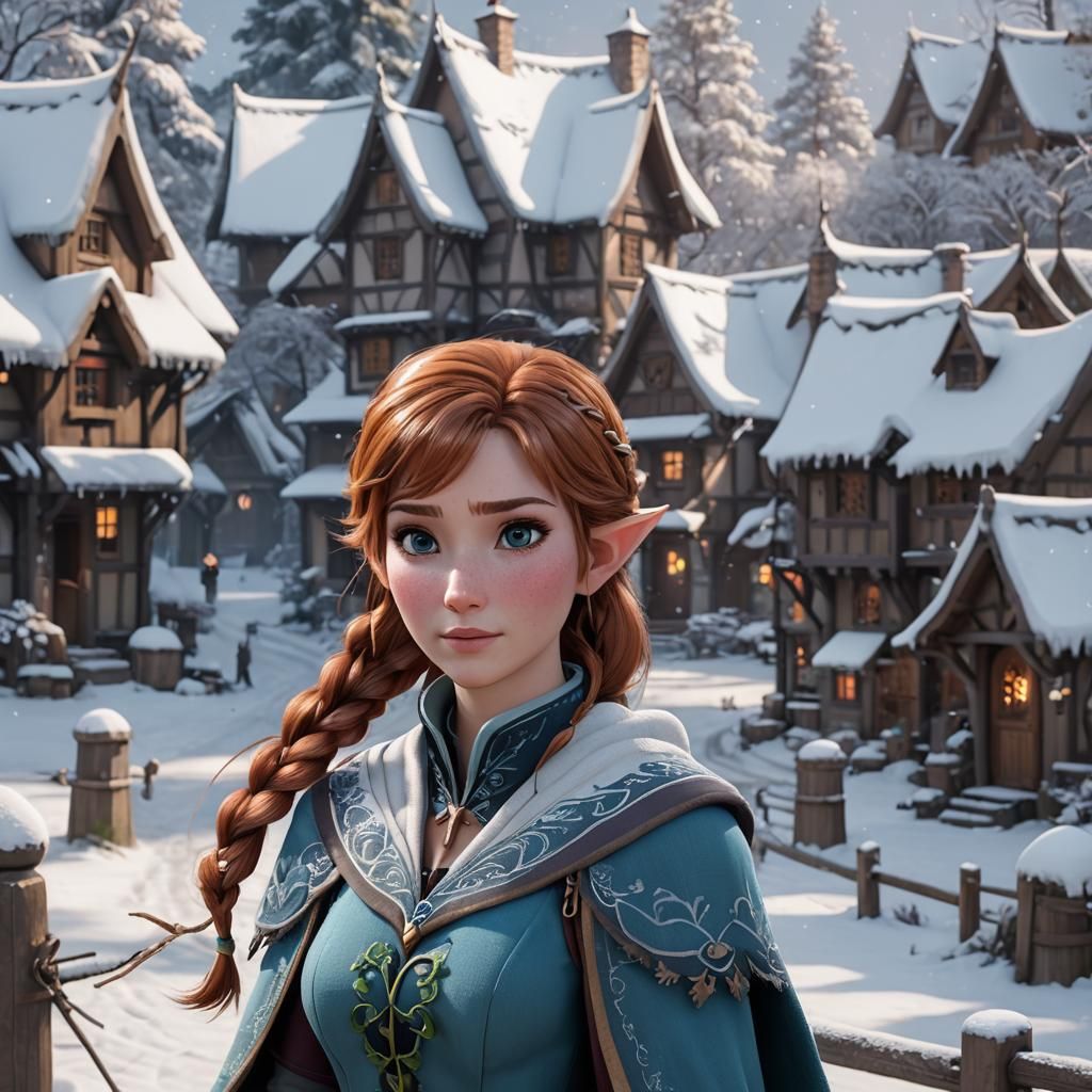 Anna as Elf Girl: Detailed 3D Anime Art