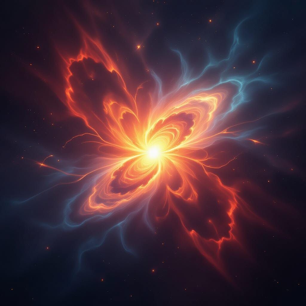 Vibrant Cosmic Nebula Exploding From Dark Void