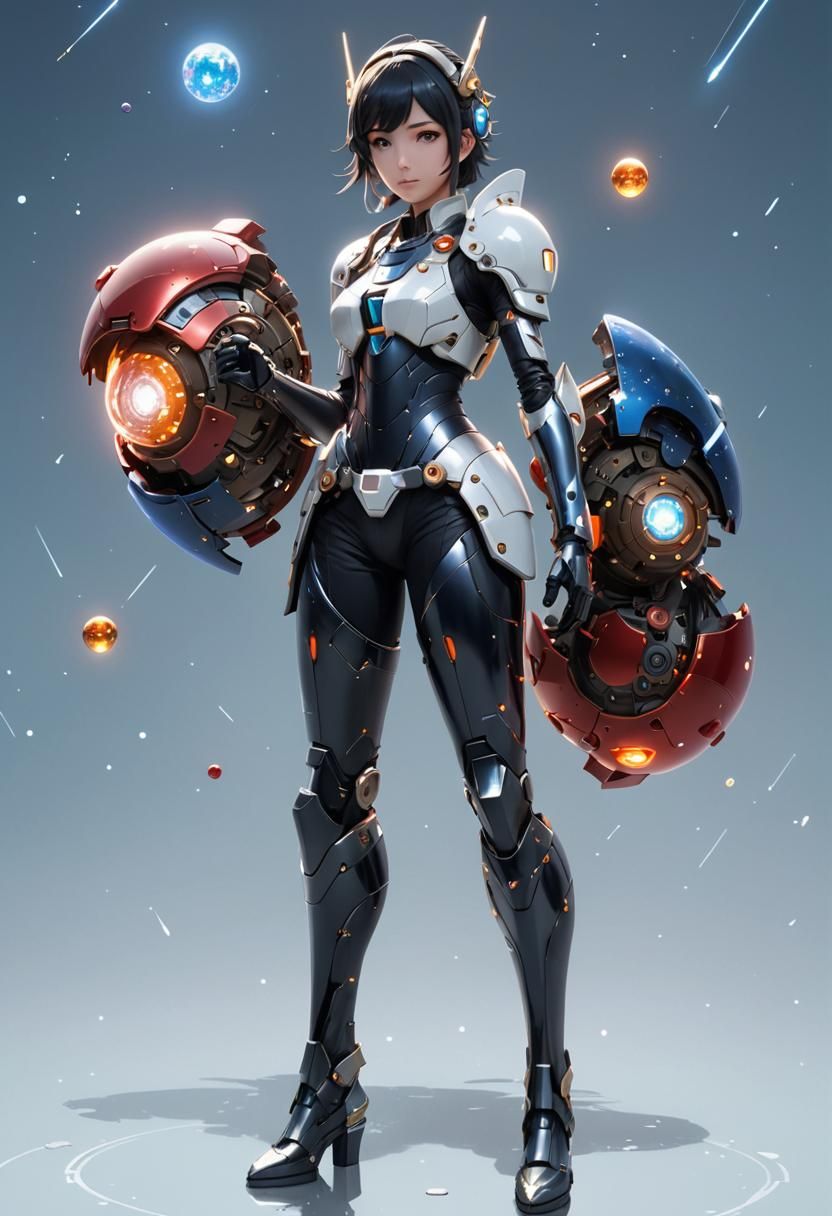 Nintendo Switch Girl in Space, Surreal Digital Art