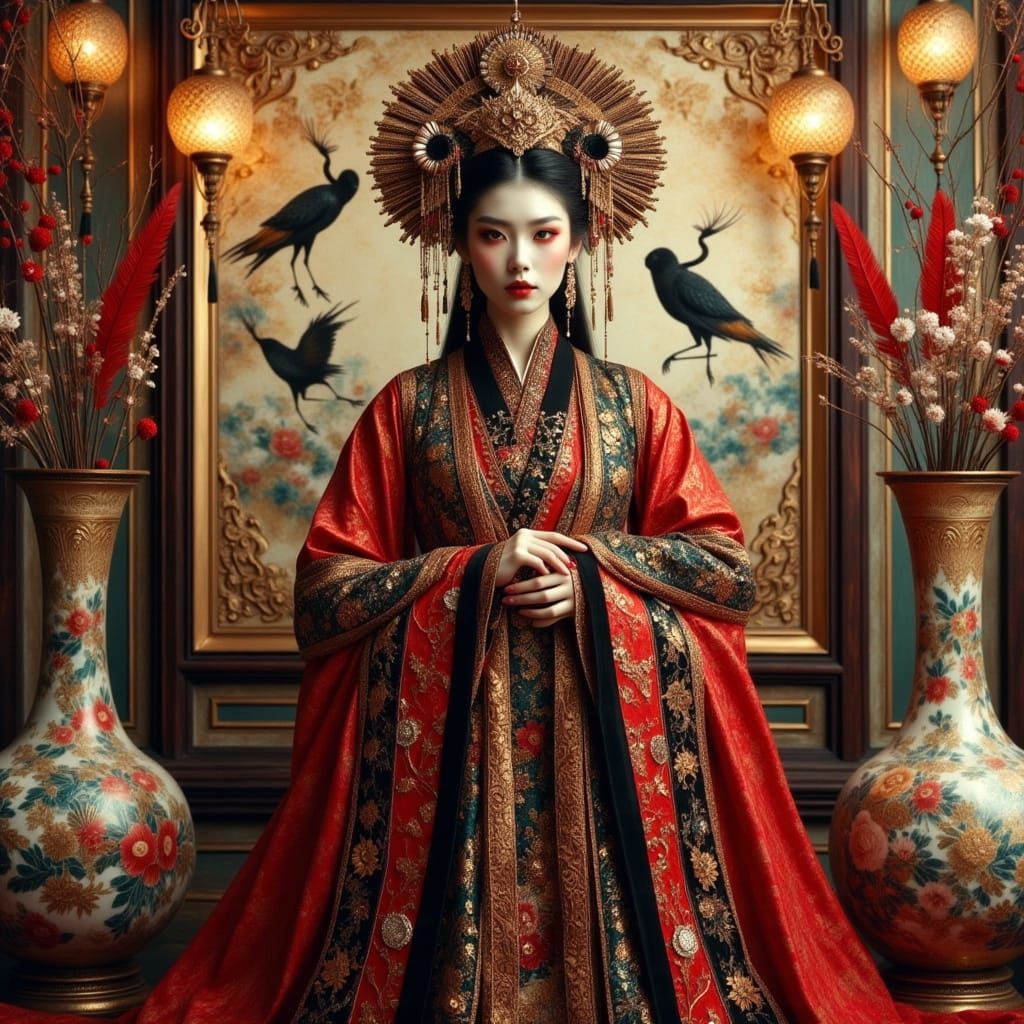 Royal Tang Dynasty Queen in Symbolic Garden