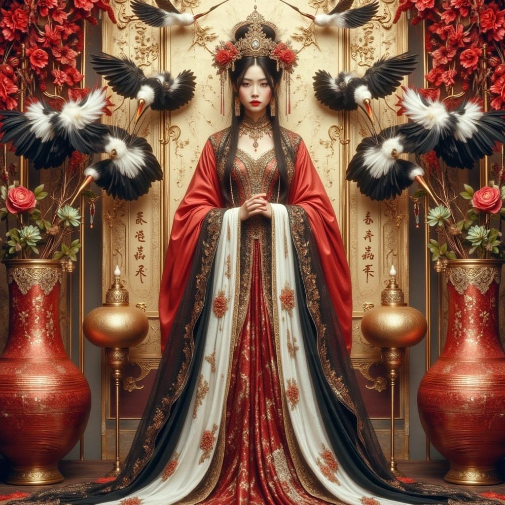 Tang Dynasty Queen with Symbolic Geisha Screen