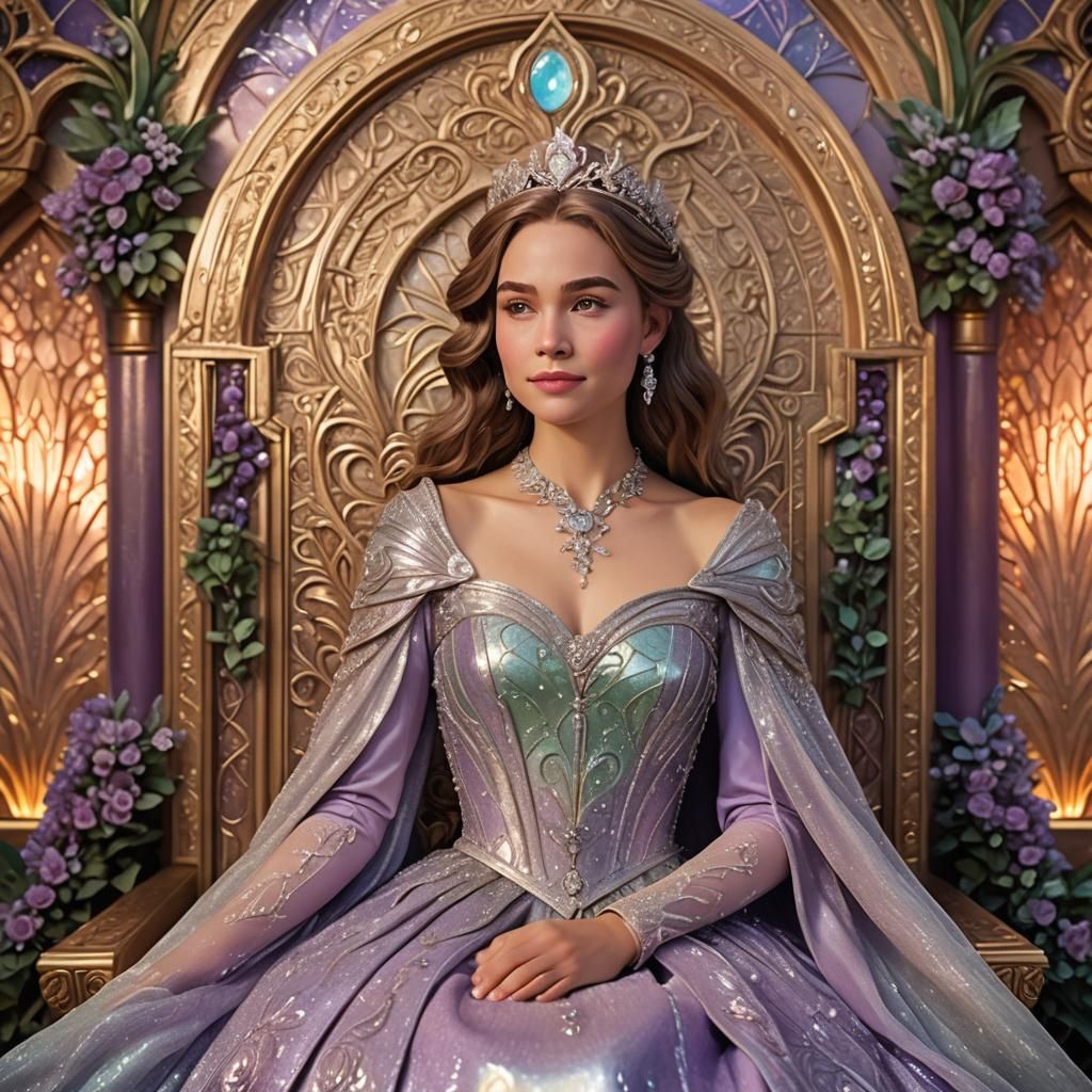 Pregnant Queen Iduna in Ornate Throne Room