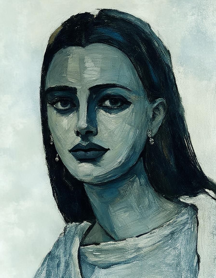 Goth Girl Portrait as Impasto Painting