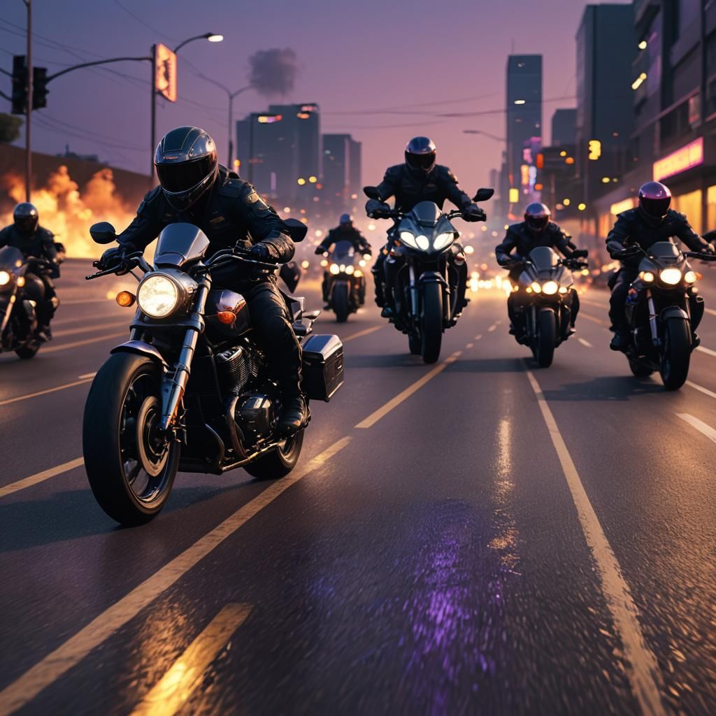 Futuristic Military Motorcade at Dusk: Cinematic Concept Art