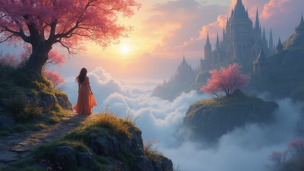 Mythical Castle in Ethereal Light