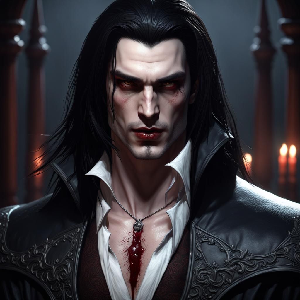 Handsome Vampire Portrait in Dark Fantasy Style
