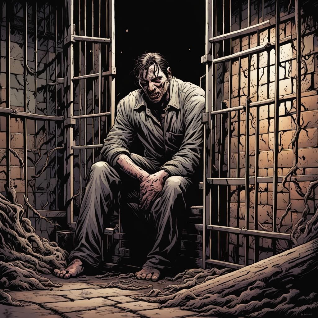 Horror Prisoner in Comic Book Art Style