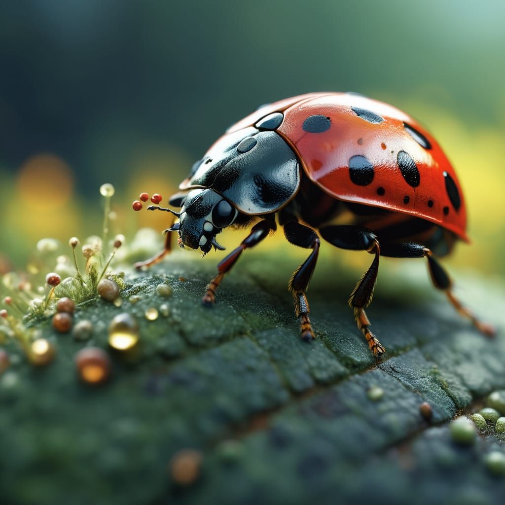 Macro Photo of Ladybug with Dramatic Lighting