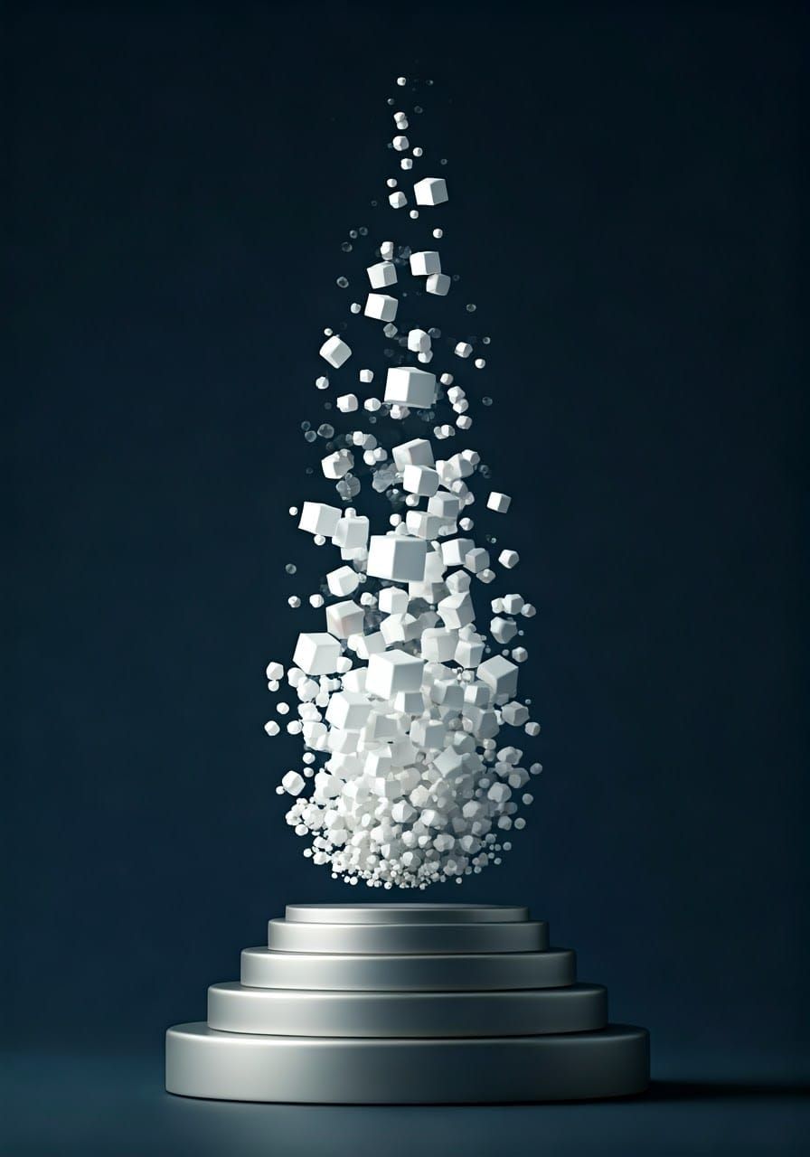 Ethereal Geometric Forms Ascend into the Night Sky