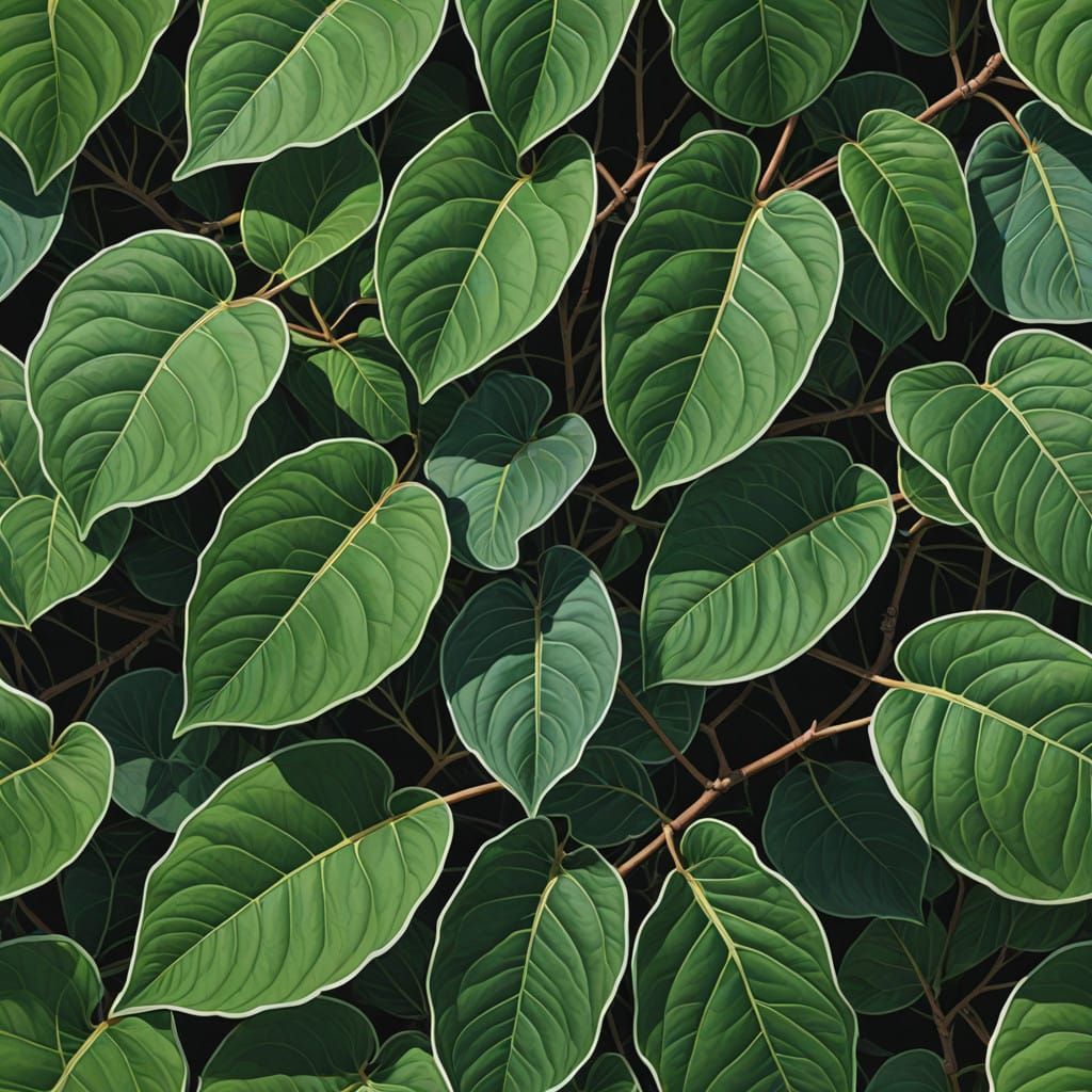 Vibrant Ficus Leaf in Botanical Style